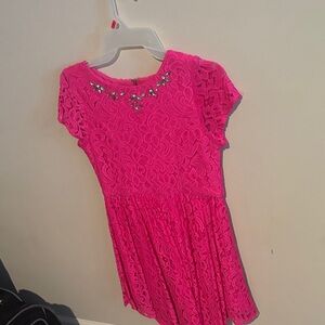 GB girls Hot Pink Lace Party Dress with Jewel Accent
